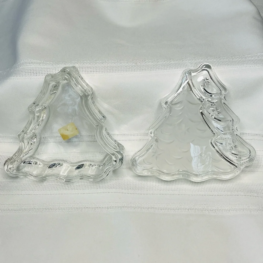 MIKASA Crystal Tannenbaum Double Tree‎ Lidded Box Holiday Gift Decor IOB EUC VTG